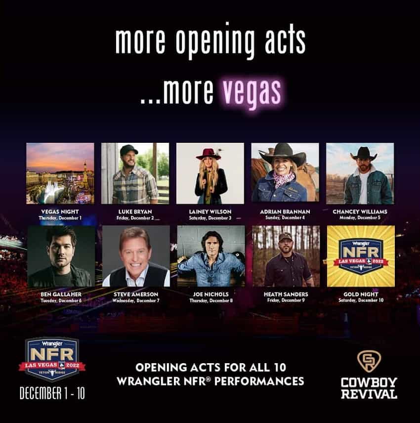 Opening Acts for Wrangler National Finals Rodeo Feature Prominent List